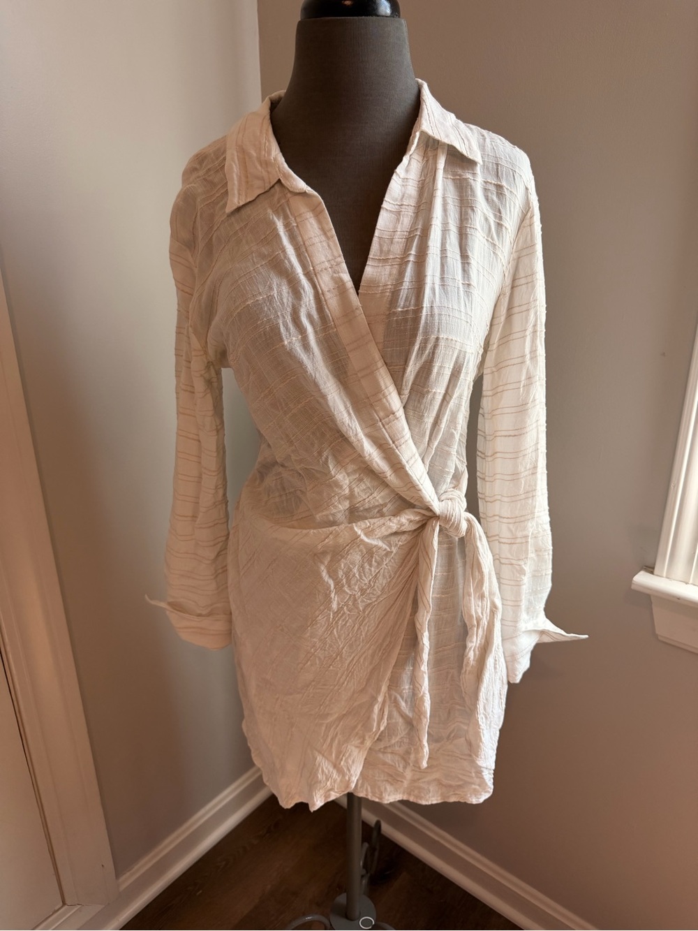l*space Cream Textured Wrap Cover Up